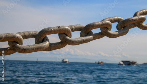 steel chain in the dock for ships