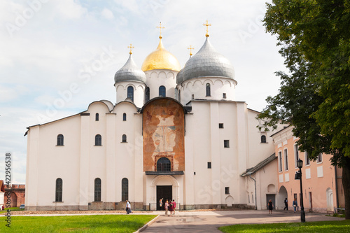 Russia, Great Novgorod - July 13, 2020: St. Sophia Cathedral. Novgorod Detinets