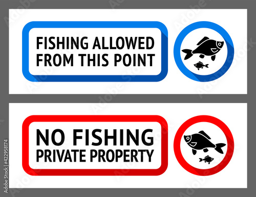 Sticker set No fishing or Fishing allowed