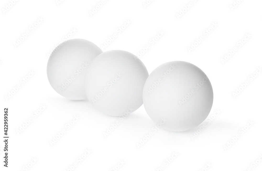 Ping pong balls isolated on white. Table tennis equipment Ping pong balls isolated on white. Table tennis equipment