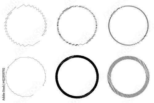 Sketchy, doodle and scribble circle(s). Handdrawn circular element
