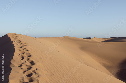 Traces de pas dans le sable du désert