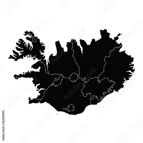 Iceland country map vector with regional areas