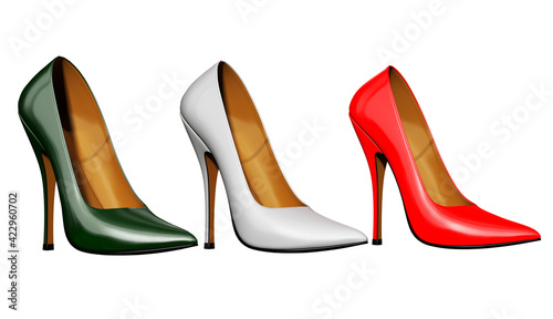 female shoes, italian flag colors