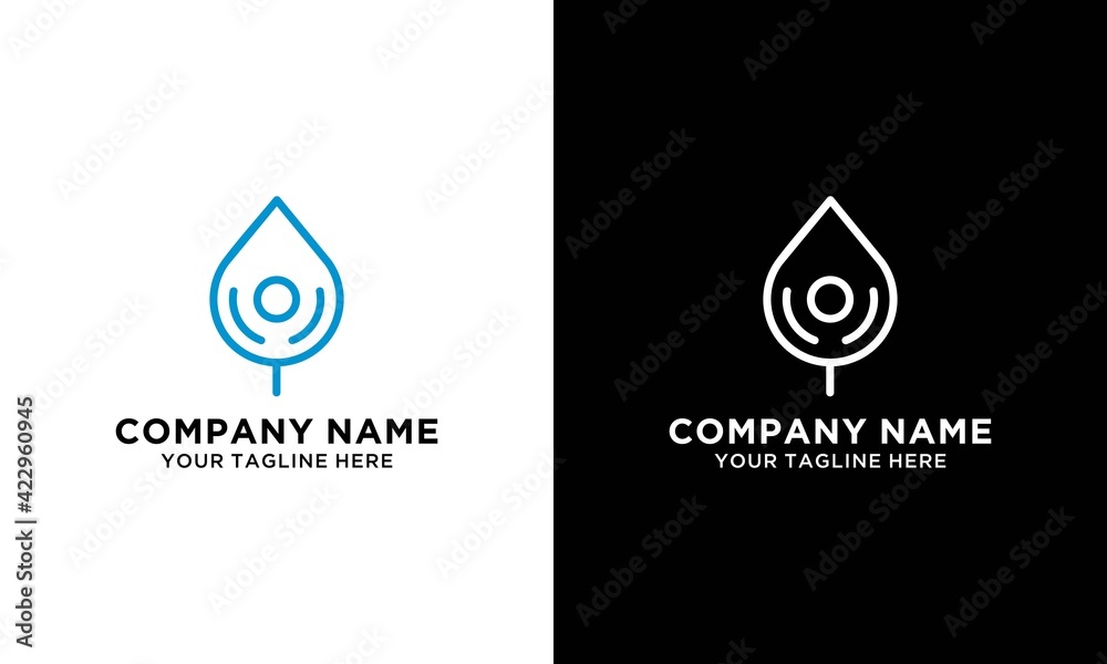 Modern line vector logo of the water drop.