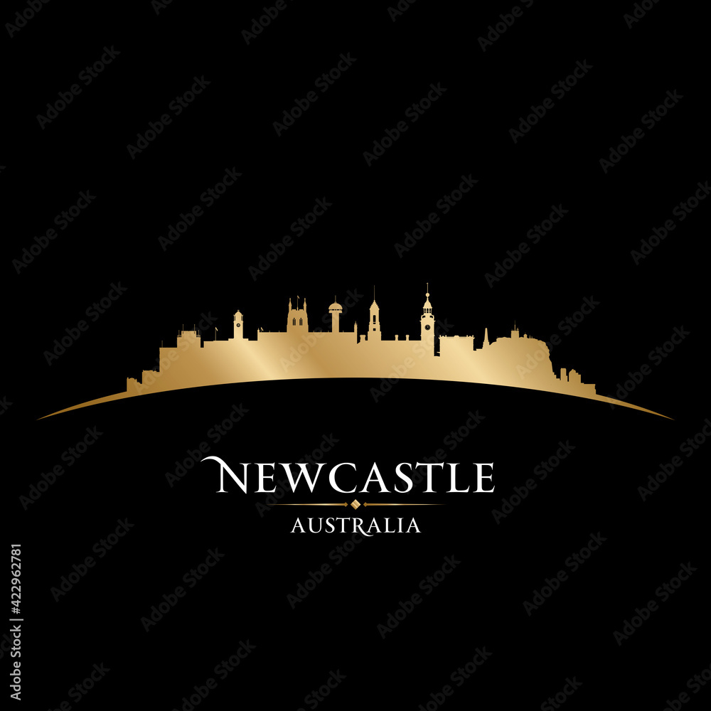 Newcastle Australia city silhouette black background