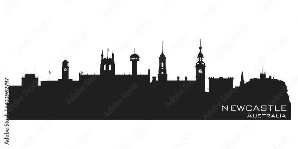 Newcastle Australia city skyline vector silhouette