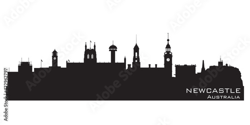 Newcastle Australia city skyline vector silhouette