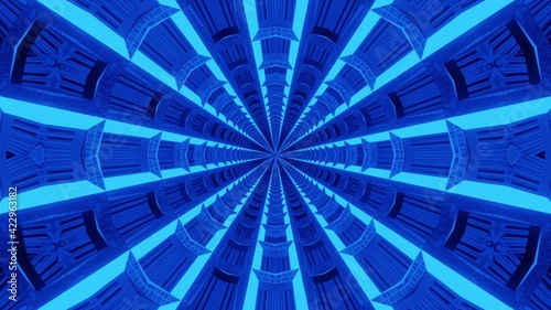 3D illustration of 4K UHD blue fractal ornament