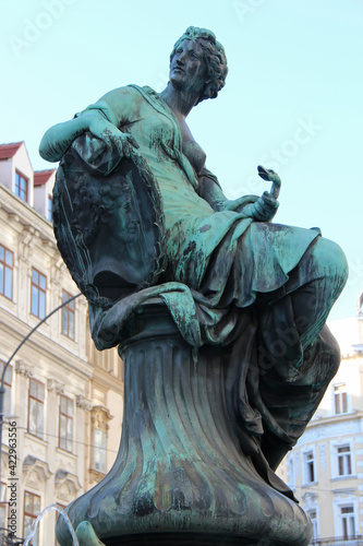 baroque fountain at neuer markt in vienna (austria)