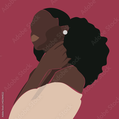 portrait of black woman on red background