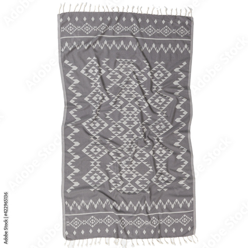 Rug patterned beach towel fashion Turkish kilim towels isolated cutout on white background