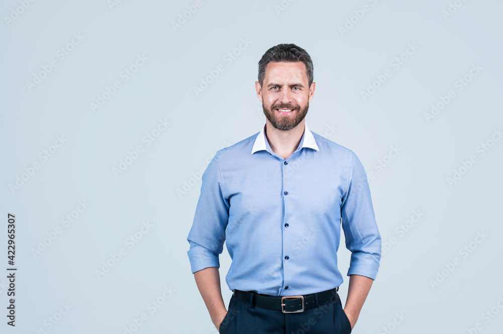 unshaven male employer in formalwear or office manager, copy space, manager unshaven male employer in formalwear or office manager, copy space, manager