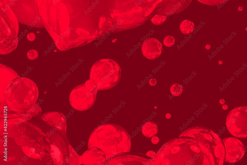 Creative soft focus red soap shining liquid abstract gradient background or texture 3D illustration - background design template