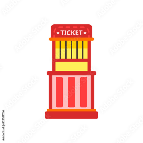 Red carnival info ticket office isolated on white background, vector illustration
