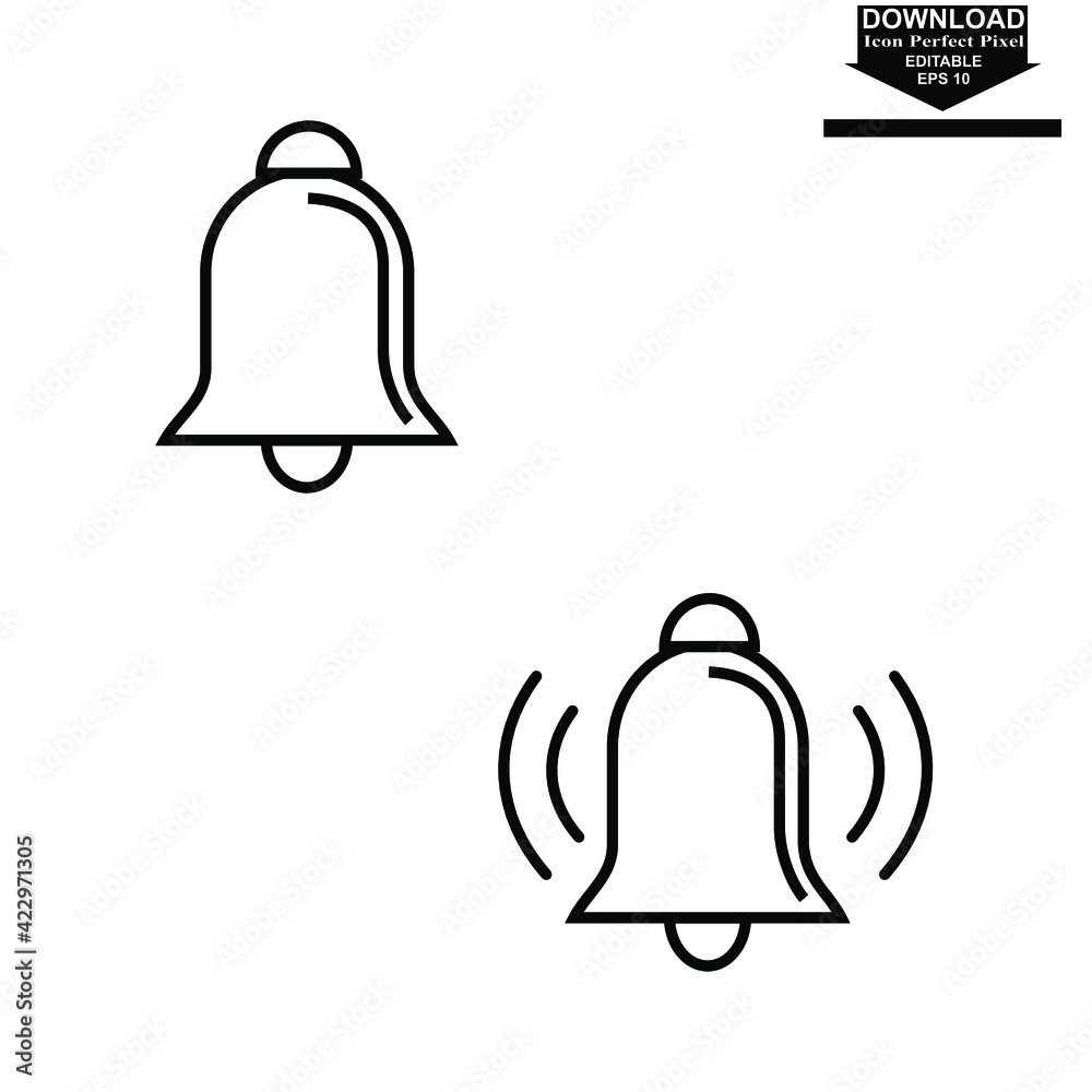 Alarm bell line icon, outline logo vector illustration, linear pictogram isolated on white. pixel perfect vector and editable Alarm bell line icon, outline logo vector illustration, linear pictogram isolated on white. pixel perfect vector and editable