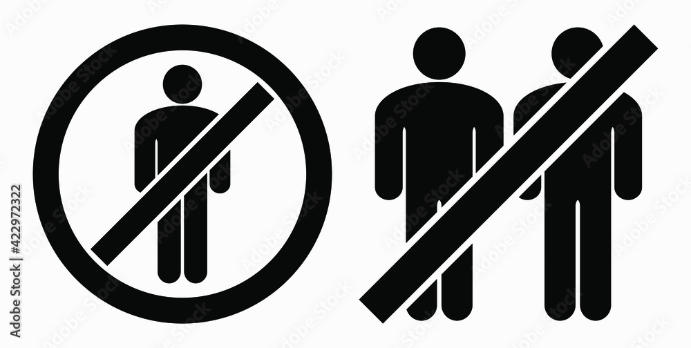 Ban on gathering people. Do not gather in groups. STOP rallies and meetings. Passage of people is prohibited. Vector icon. Ban on gathering people. Do not gather in groups. STOP rallies and meetings. Passage of people is prohibited. Vector icon.