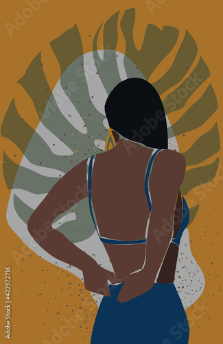 poster with black woman in blue dress on yellow background