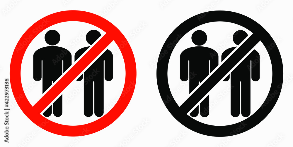 Ban on gathering people. Do not gather in groups. STOP rallies and meetings. Passage of people is prohibited. Vector icon.