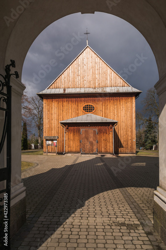 Obraz na płótnie Wooden church in Warszawice, Masovia, Poland w salonie