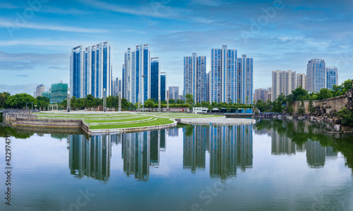 Urban environment of Nan an Park  Ningde City  Fujian Province  China