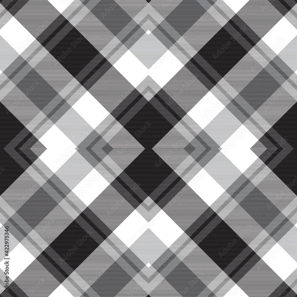 Black and White Argyle Plaid Tartan textured Seamless Pattern Design Black and White Argyle Plaid Tartan textured Seamless Pattern Design