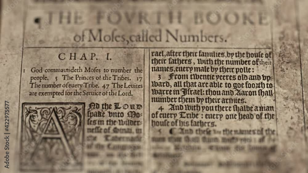 Numbers - Slider Shot, Old Paper Bible, King James Bible Numbers - Slider Shot, Old Paper Bible, King James Bible