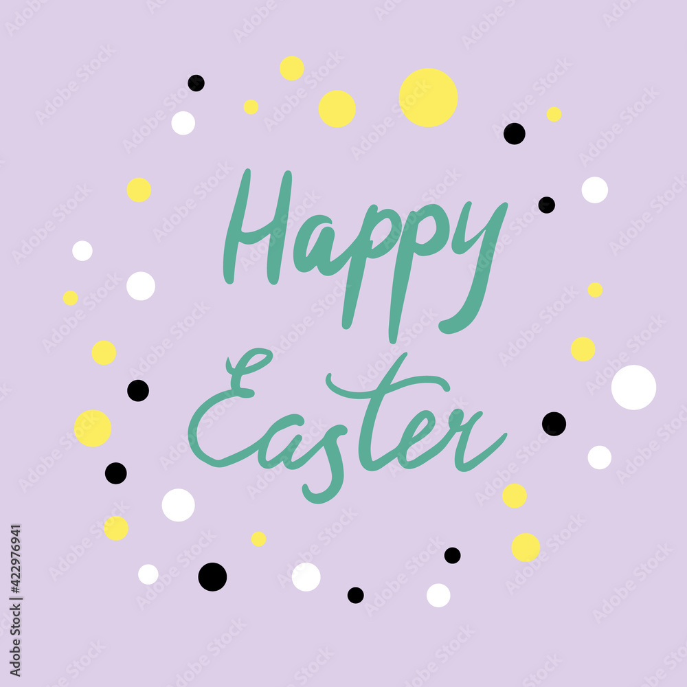 Vector lettering. Happy easter. Blue text on purple background. Print and web holiday design. EPS 10. Vector lettering. Happy easter. Blue text on purple background. Print and web holiday design. EPS 10.