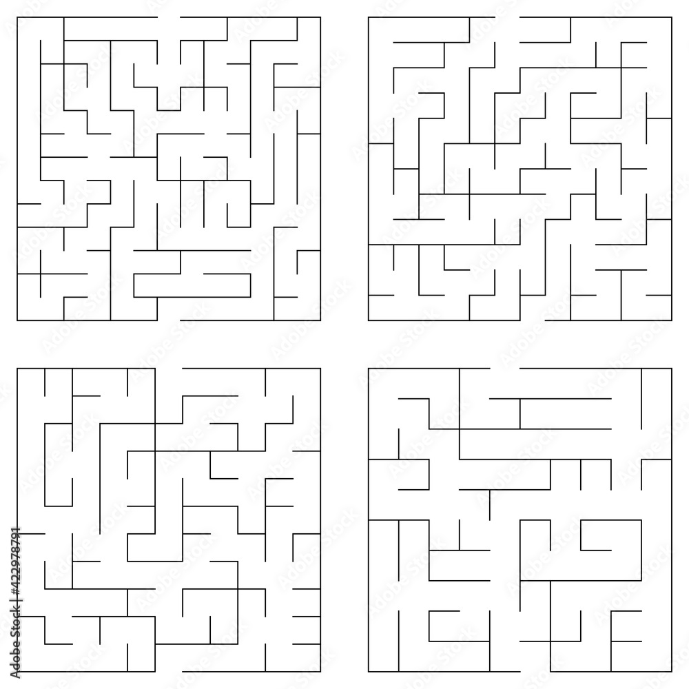 Maze, labyrinth puzzle game. Riddle, brain-teaser game concept (solvable)