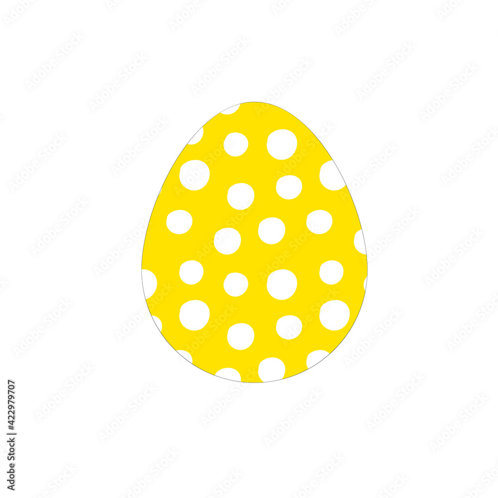 Yellow Vector Easter egg with circles polka dot pattern isolated on a white background Yellow Vector Easter egg with circles polka dot pattern isolated on a white background
