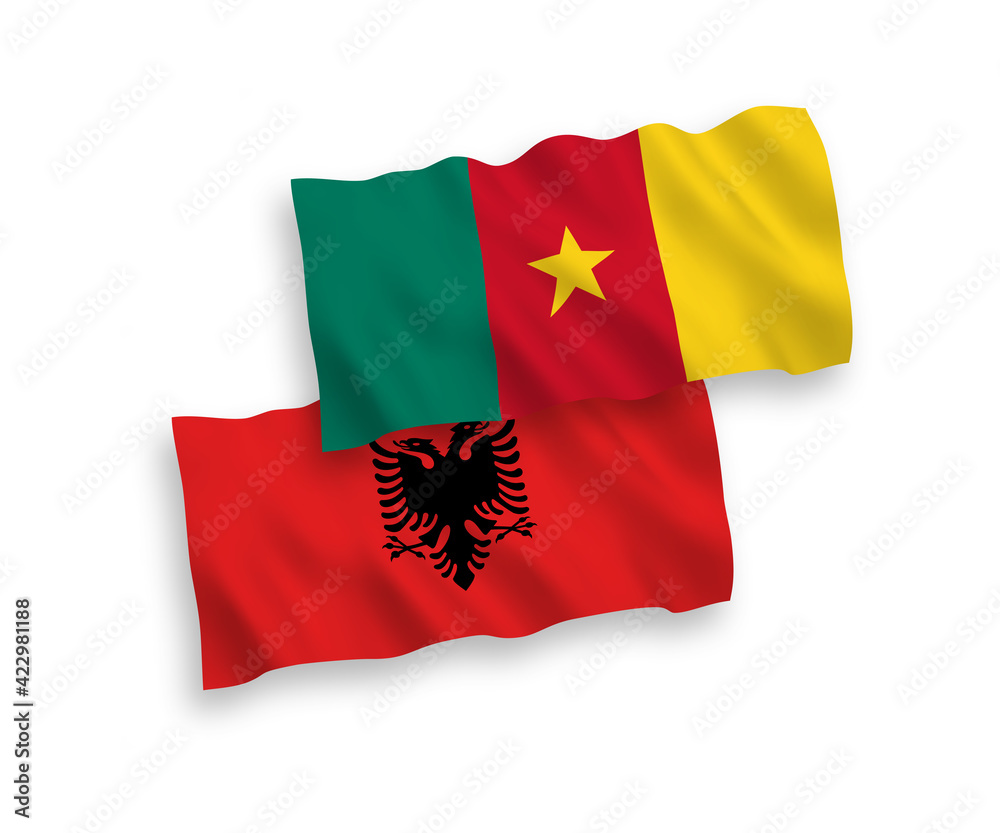 Flags of Cameroon and Albania on a white background Flags of Cameroon and Albania on a white background