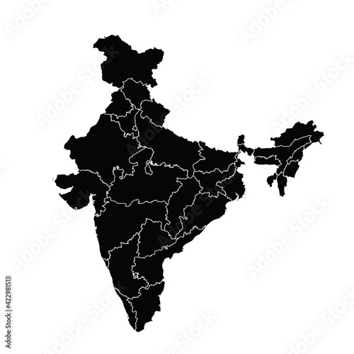 India country map vector with regional areas