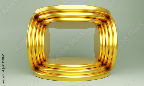 Abstract square background gold metallic, 3D rendering