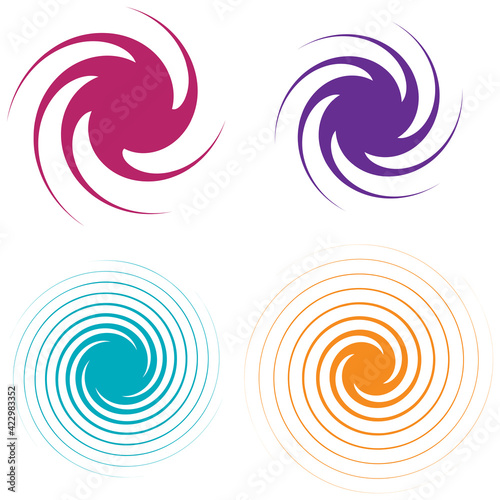 Radial, radiating spiral, swirl, twirl element shape