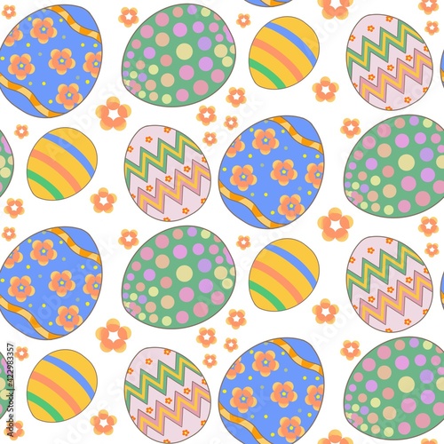 Colorful easter eggs seamless pattern
