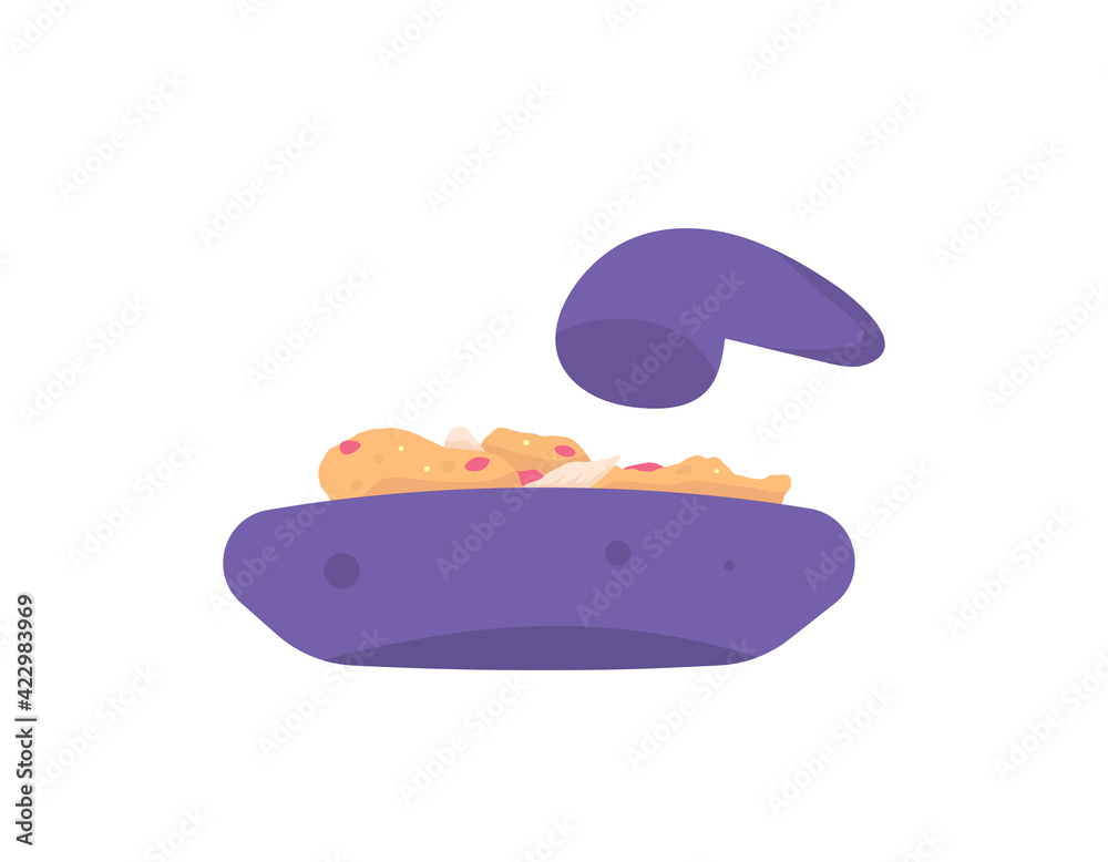 an illustration of mortar and pestle used to make ayam geprek, a food from indonesia. pounding fried chicken and mixed with chili sauce. flat style. vector design an illustration of mortar and pestle used to make ayam geprek, a food from indonesia. pounding fried chicken and mixed with chili sauce. flat style. vector design