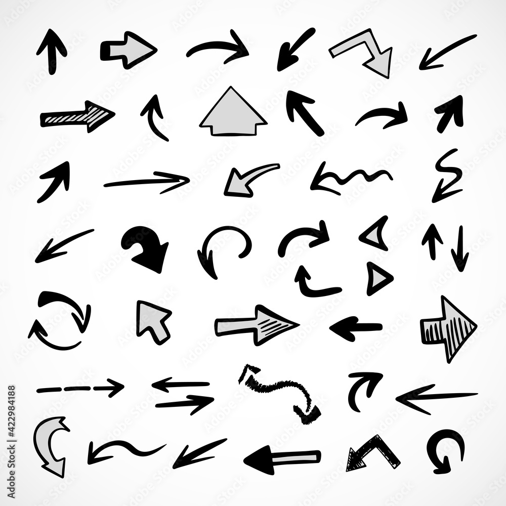Vector set of hand-drawn arrows, elements for presentation Vector set of hand-drawn arrows, elements for presentation