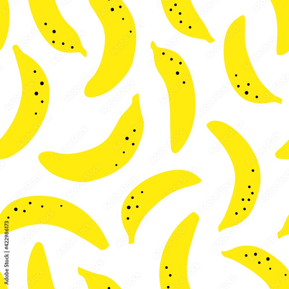 Seamless pattern with banana. Vector tropical fruit. Isolated on a white background.