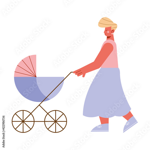 mom with cart