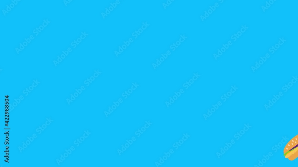 Animation of burgers group, flat design, blue screen chroma key Animation of burgers group, flat design, blue screen chroma key