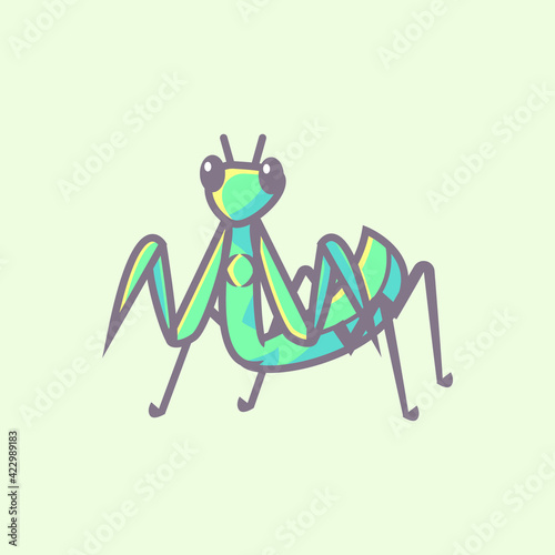 Cute mantis design illustration. Premium vector