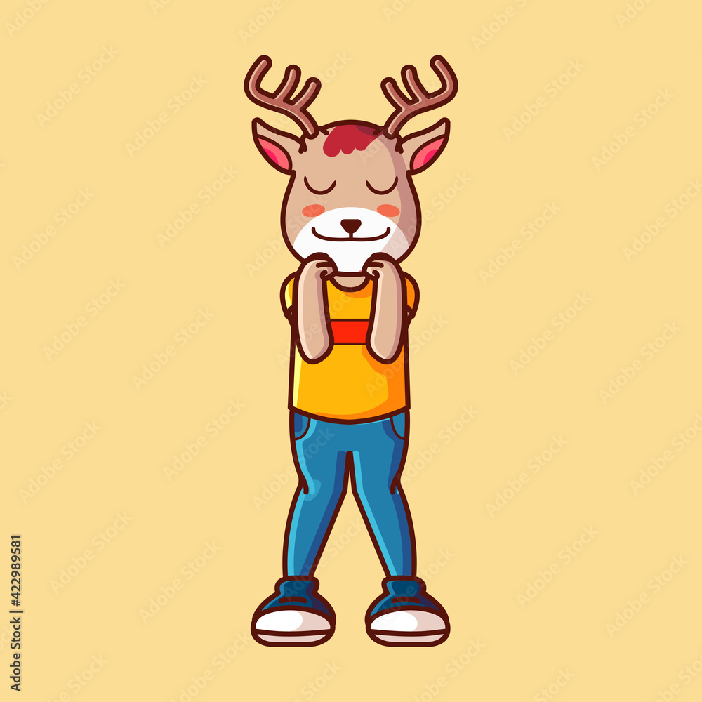 deer mascot was happy. vector illustration deer mascot was happy. vector illustration