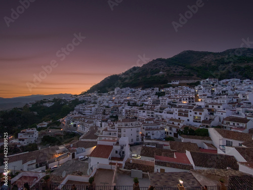 Spectacular sunset in the town of Mijas