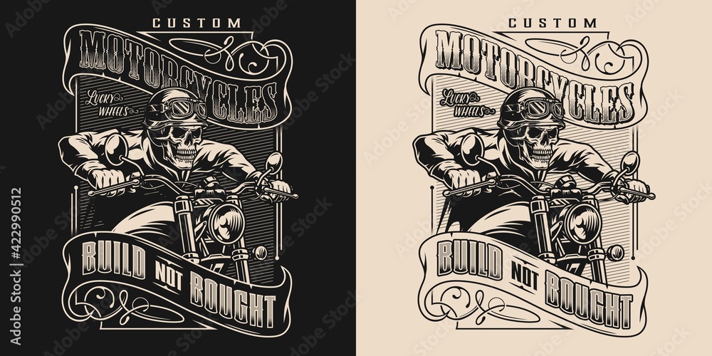 Fototapeta premium Custom motorcycle monochrome print