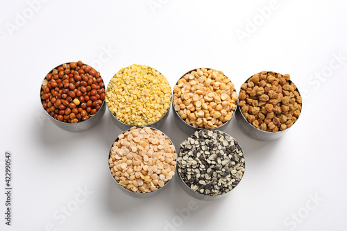 Indian Beans and Pulses in bowl on white background