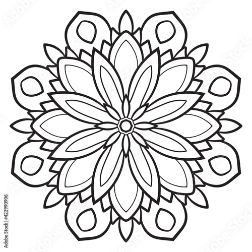 Fototapeta Naklejka Na Ścianę i Meble -  Cute Mandala. Ornamental round doodle flower isolated on white background. Geometric decorative ornament in ethnic oriental style.