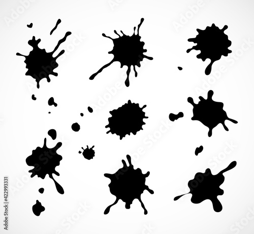 Set of Vector ink blots. Grunge design element.