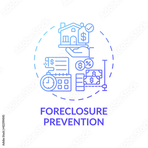 Foreclosure prevention concept icon. Legal services types. Help homeowners who are in danger situation of home loosing idea thin line illustration. Vector isolated outline RGB color drawing