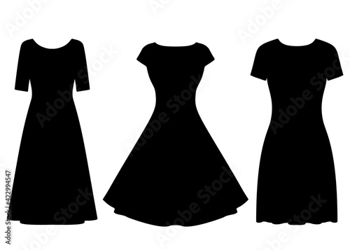 Womens dresses of medium length in the set.