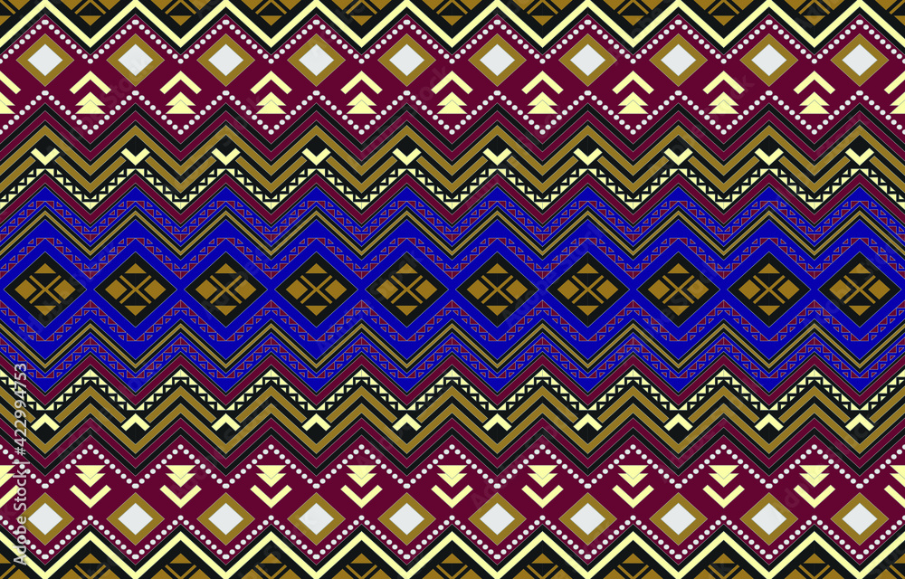 Geometric ethnic pattern traditional Design for background, carpet, wallpaper, clothing, wrapping, Batik, fabric, sarong, Embroidery vector illustration pattern.